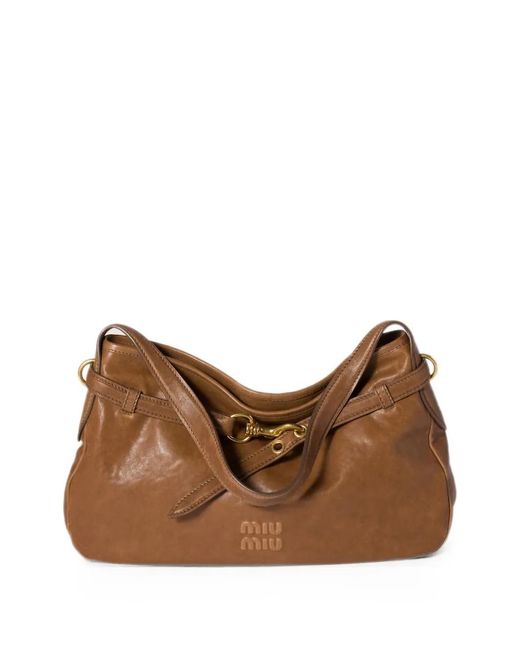 Miu Miu Brown Aventure Slouchy Shoulder Bag