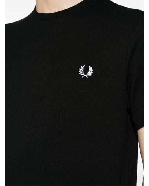 Fred Perry Black Logo-print Cotton T-shirt for men