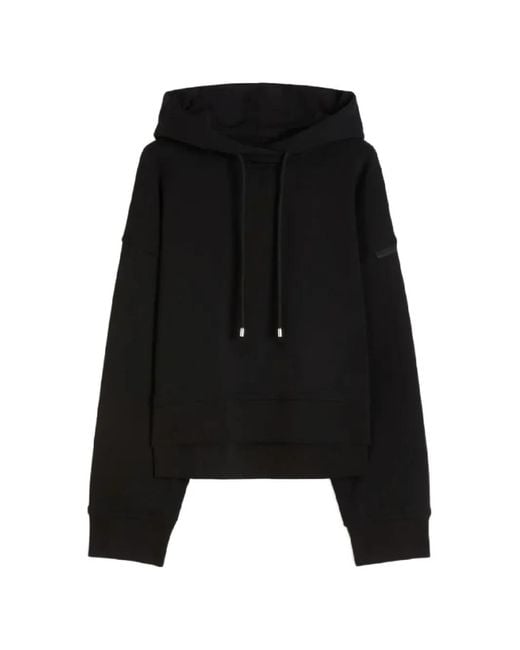 Sportmax Black Spdslogan Logo-Patch Hoodie