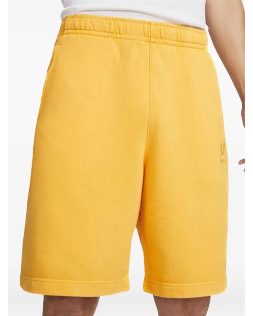 Nike Yellow Fleece-Texture Track Shorts for men