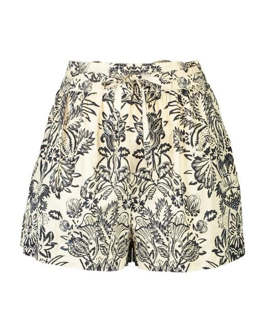 Ulla Johnson White Rowan Belted Floral Shorts
