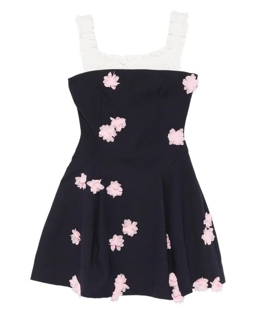 Stine Goya Black Ruffled Floral Mini Dress