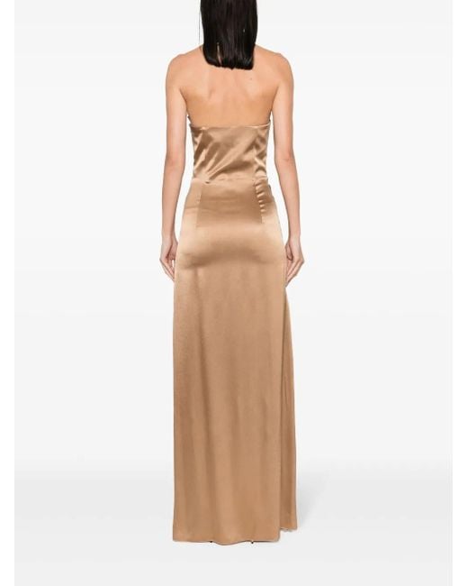 Alberta Ferretti Natural Long Dress With Open Back