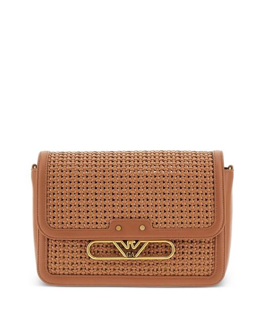 Emporio Armani Brown Woven Leather Cross Body Bag