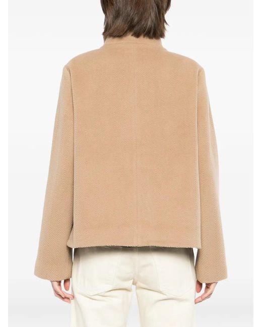 Eileen Fisher Natural Herringbone Pocket Jacket
