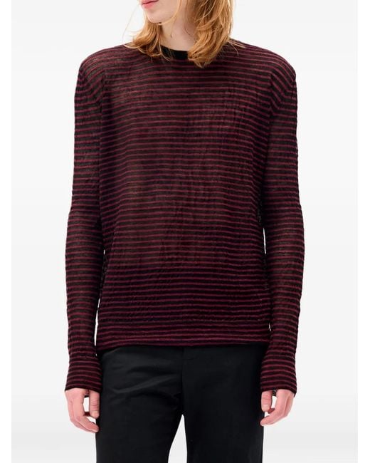 Ann Demeulemeester Purple Haut Rayé À Manches Longues En Laine for men
