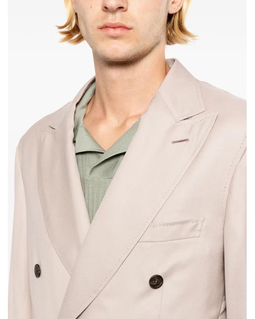 Brioni Natural Double-Breasted Peak-Lapel Jacket for men