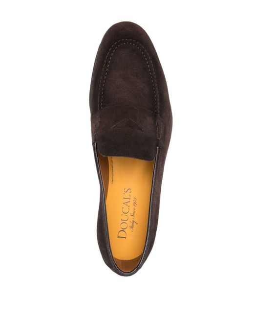 Doucal's Brown Suede Penny Loafers for men