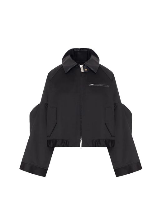 Sacai クロップド ジャケット ブラック | Lyst