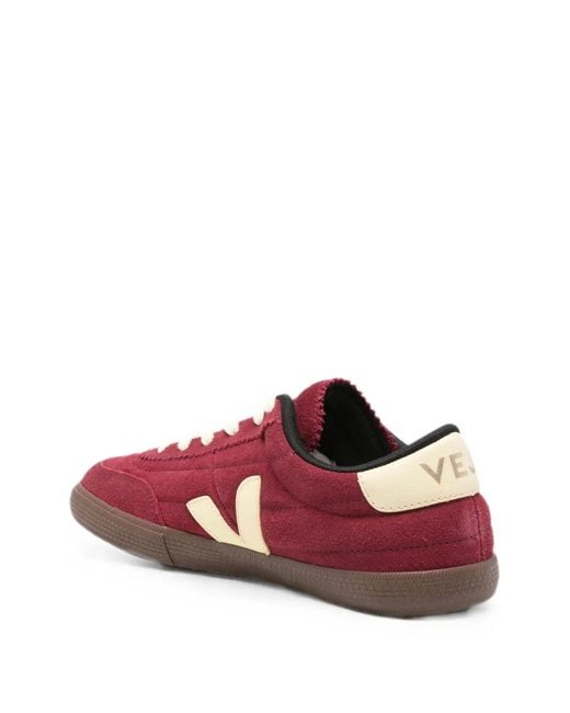 Veja Red Suede Logo-Patch Sneakers