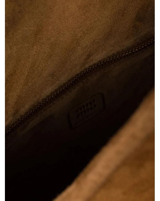 Bolso shopper de ante con detalle de borla Miu Miu de color Brown