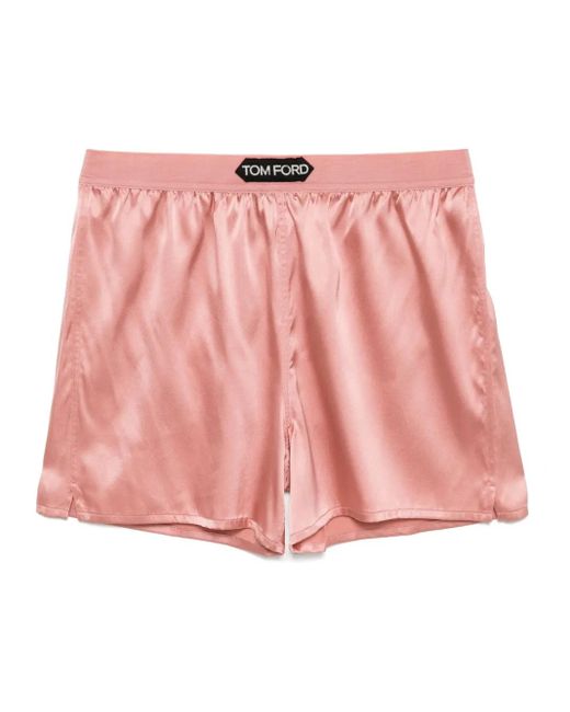 Tom Ford Pink Logo-Patch Shorts