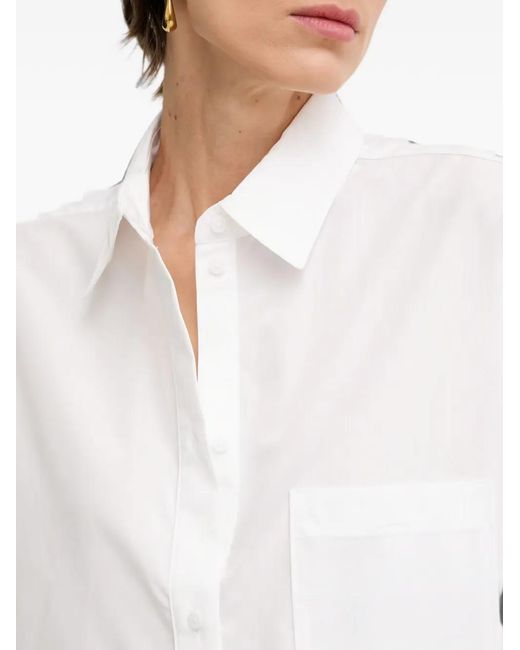 ARMANI EXCHANGE White Oversized Patch-Pocket Long-Sleeve Shirt