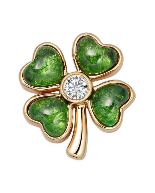 Loquet London Green Four Leaf Clover Diamond And Tsavorite Locket Charm