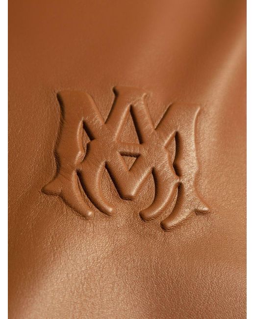 Amiri Brown Logo-embossed Leather Jacket for men