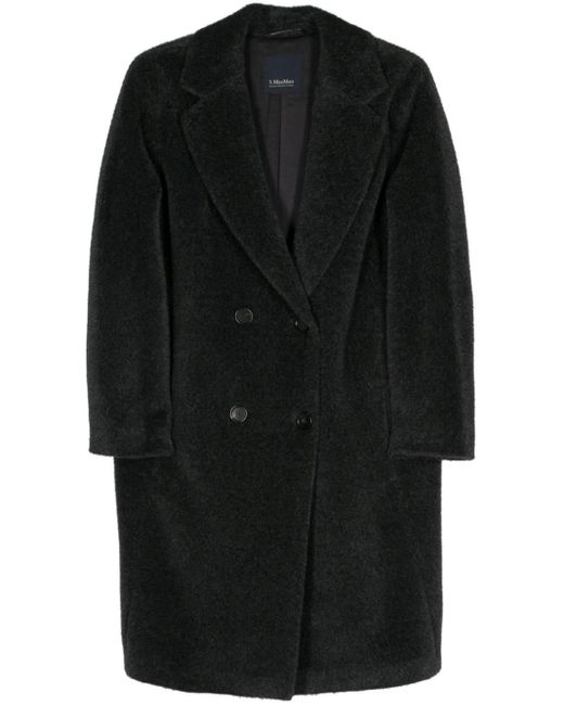 Max Mara Roseto Double-breasted Coat in het Black