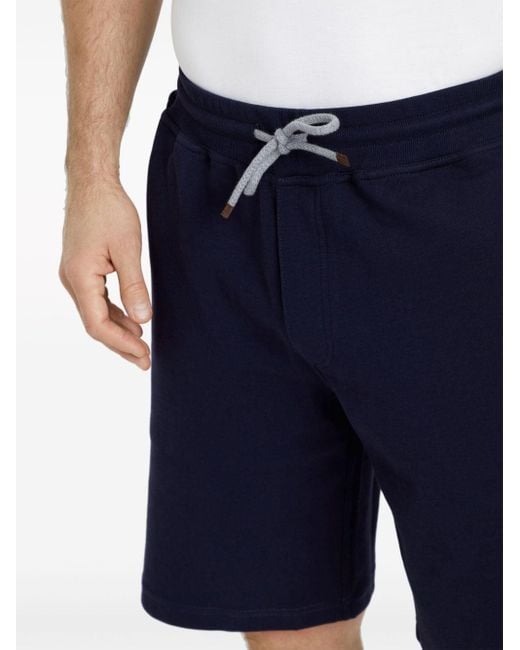 Brunello Cucinelli Blue Drawstring-waist Jersey Track Shorts for men