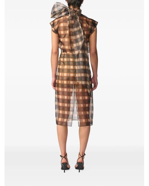 Monse White Check-Pattern Sheer Midi Skirt