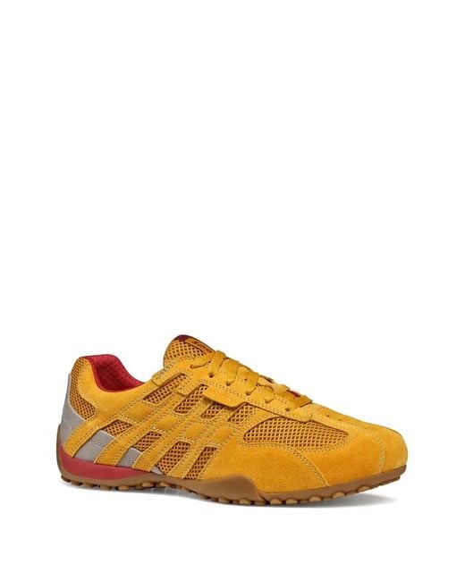 Geox Orange Mesh Panel Sneakers for men