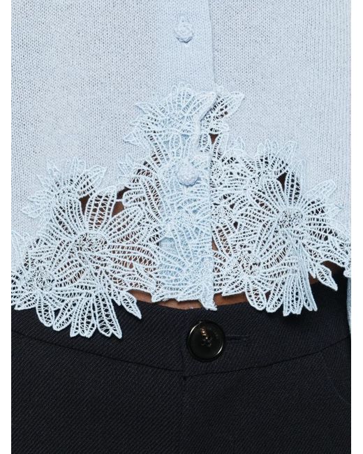 Ermanno Scervino Blue Lace-Trim Cardigan