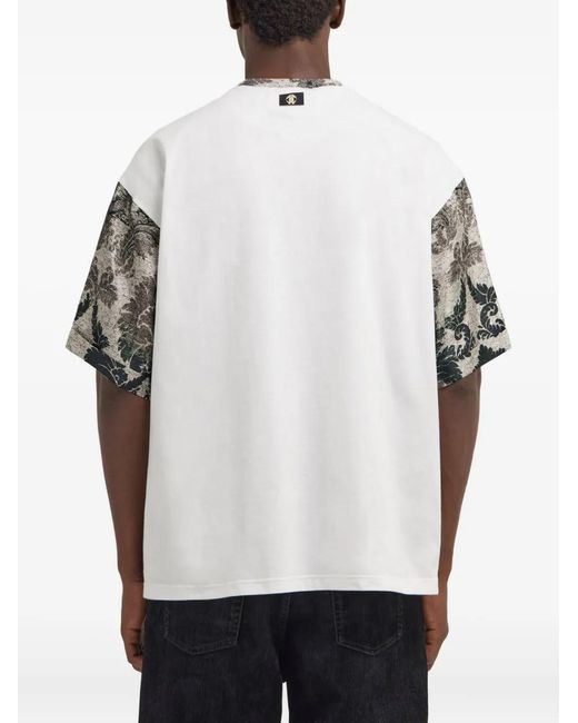 Roberto Cavalli Gray Broccato Print T-Shirt for men
