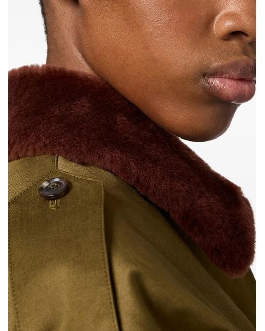 Miu Miu Green Shearling-Collar Logo Bomber Jacket