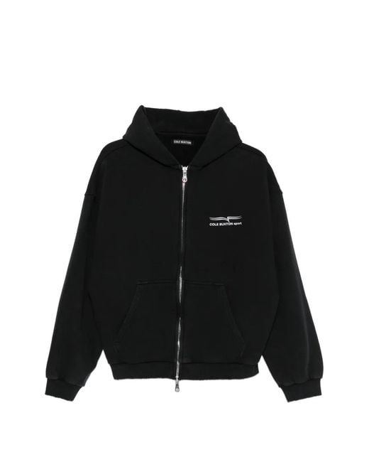 Cole Buxton Black Logo-Print Zip-Up Hoodie for men