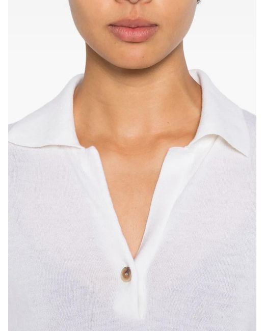 Liviana Conti White Sally Button Polo Shirt