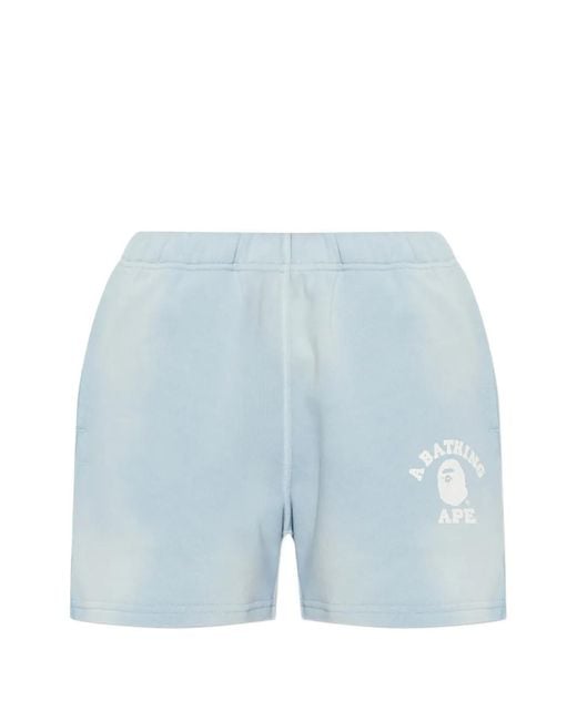 A Bathing Ape Blue Logo Detail Shorts
