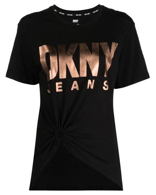 DKNY Black Logo-Print Cotton-Blend T-Shirt