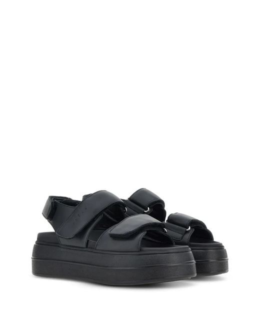 Hogan Black Leather Sandals
