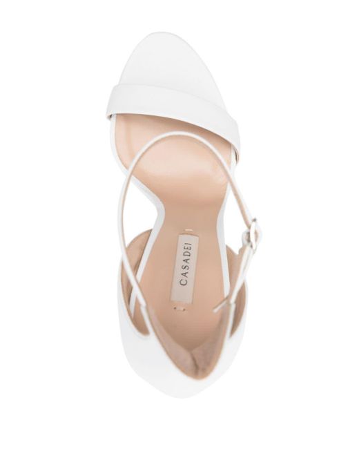 Casadei White Cappa Blade 115Mm Leather Sandals