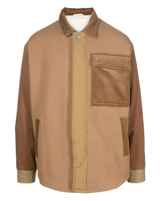 Emporio Armani Brown Corduroy-Panelled Cotton Jacket for men