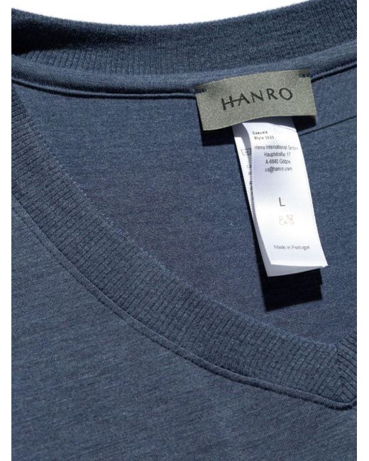 メンズ Hanro Vネック Tシャツ Blue