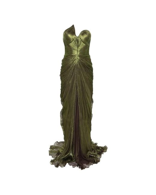 IRIS SERBAN Green Leave Maxi Dress