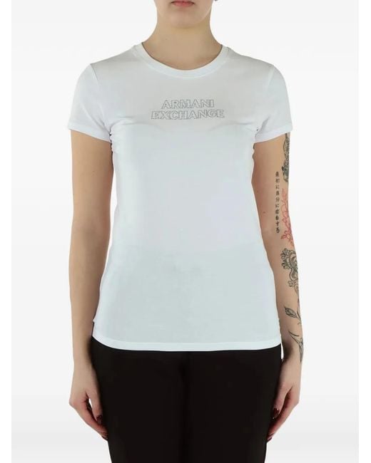 ARMANI EXCHANGE White Logo-Print Short-Sleeve T-Shirt
