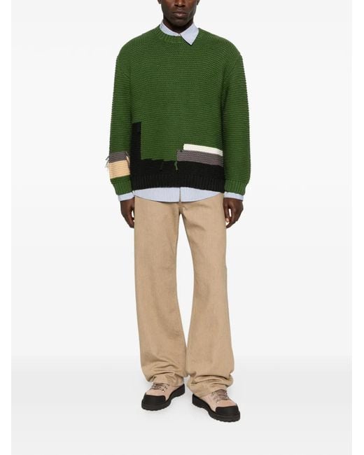 YMC Green Patch-Detail Sweater for men