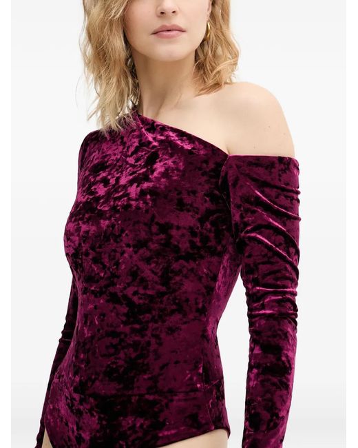 Guess Purple One-Shoulder Bodysuit