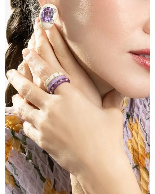 Andreoli Natural Oval-Shape Diamond Amethyst Earrings