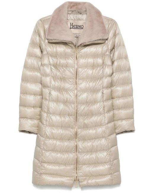 Herno Natural Faux-Fur Collar Coat