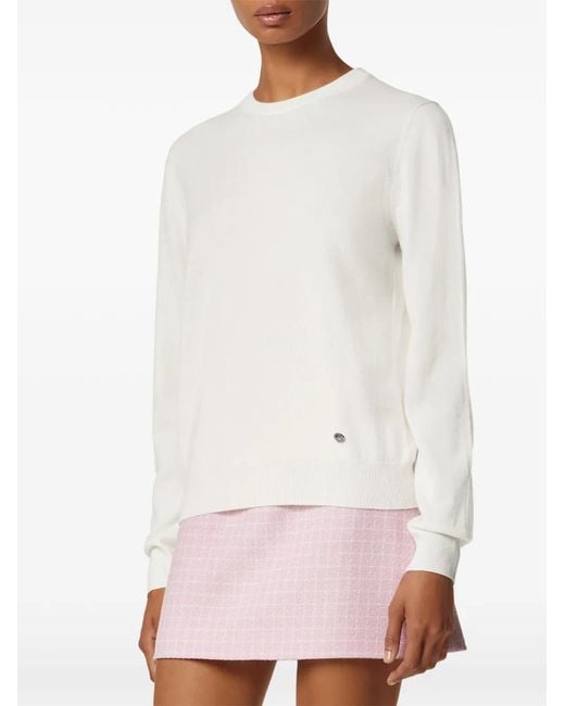 Versace White Round-Logo Sweater