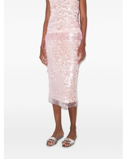 Tory Burch Pink Sequin Mesh Skirt