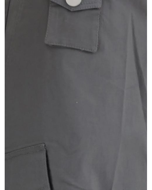 Ganni Gray Patch-Pocket Cargo Pants