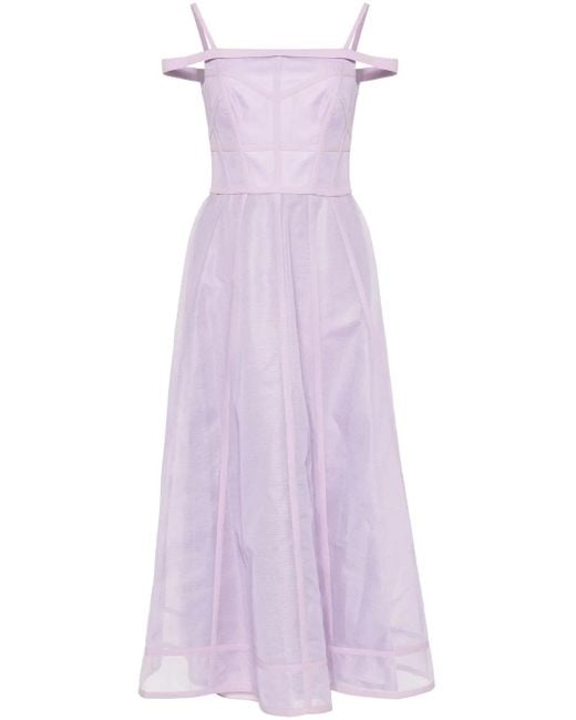 Gemy Maalouf Purple Princess-Cut Midi Dress