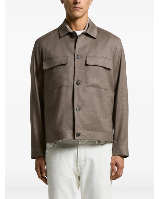 Peserico Brown Flap-Pocket Jacket for men