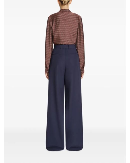 Dries Van Noten Blue Pleat-Detailing Trousers