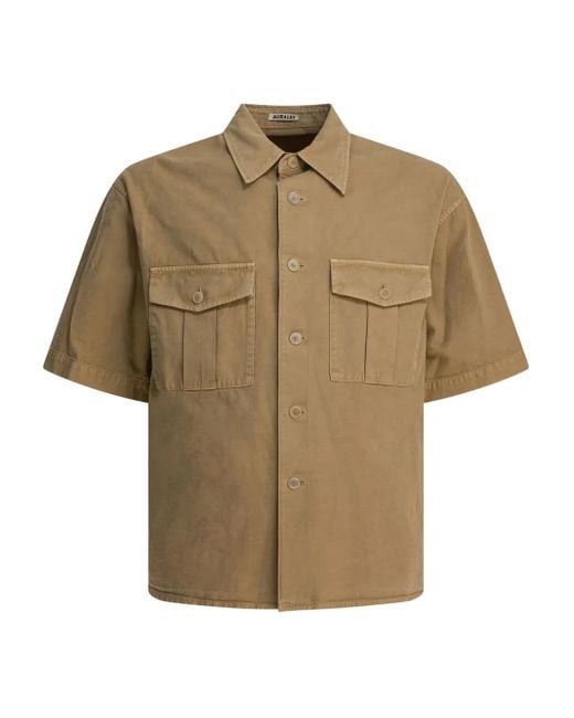 Auralee Natural Double-Pocket Cotton Shirt for men
