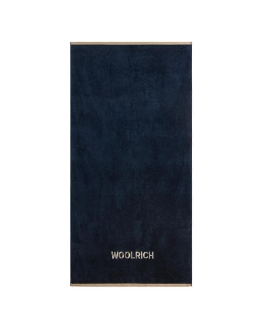 Woolrich Blue Logo-Embroidered Beach Towel