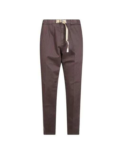 White Sand Brown Belted Gabardine Trousers for men