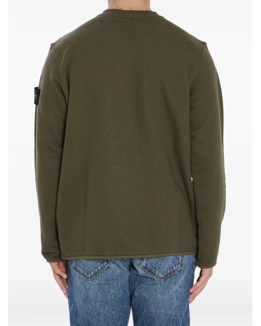 Stone Island Green Heavy Cotton Crewneck Sweatshirt for men